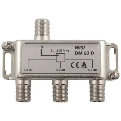 WISI Verteiler 3-fach DM 03 D | 75107 | BK-Verteiler | 5–1300 MHz | DOCSIS 3.1 | Klasse A | 5,8 dB | silber