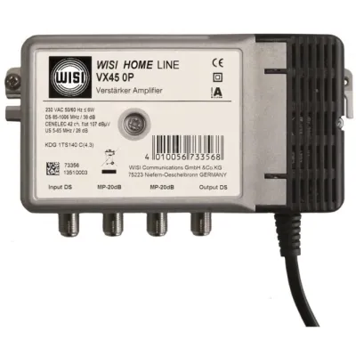 WISI Hausanschlussverstärker VX450P | BK-Verstärker 38dB | 1 Eingang 1 Ausgang | Rückkanal aktiv | Zinkdruckguss