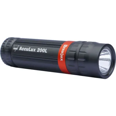 AccuLux Taschenlampe 200L 414012 | LED Stableuchte | 200 Lumen | 100m Reichweite | Aluminium | Schwarz