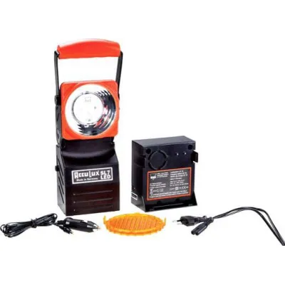 AccuLux LED Arbeitsleuchte SL 7 | Handscheinwerfer 200 lm | LiFePO4-Akku | 3 Modi | IP54 | aufladbar | schwarz/rot