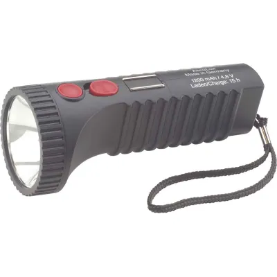 AccuLux Stableuchte PowerLux Halogen 422381 | Akku-Handleuchte, 1000m Leuchtweite, 90min Laufzeit, Schwarz