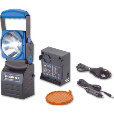 AccuLux SL 5 | Sicherheitsleuchte | Handscheinwerfer | Halogen/LED | Akku | Notlicht | IP54 | 110° schwenkbar | schwarz