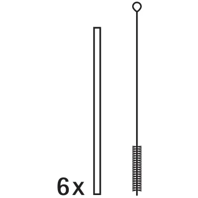 WMF Baric Trinkhalm-Set 0608976040 | Edelstahl-Trinkhalme 18 cm | 6 Stück mit Reinigungsbürste | Cromargan