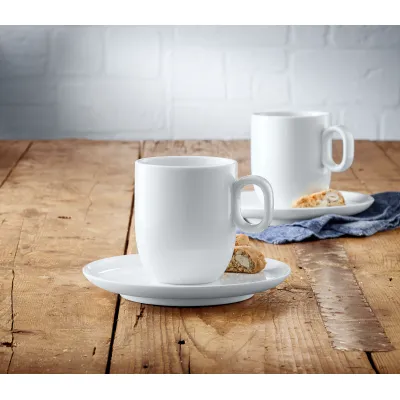 WMF Barista Café Crème Tassen Set 4-teilig | 0695929440 | Porzellan | stapelbar | spülmaschinengeeignet | Weiß