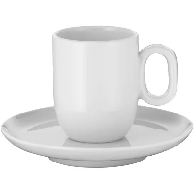 WMF Barista Espresso-Set 4-teilig 0695939440 | Espressotassen mit Untertassen | stapelbar | Porzellan | Weiß