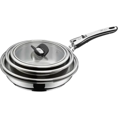WMF Sauteuse Click&Serve 24 cm | Edelstahl 18/10 | abnehmbarer Griff | Induktion | spülmaschinengeeignet