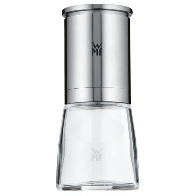 WMF Gewürzmühle De Luxe 14 cm | 06.6771.6040 | Keramikmahlwerk | Edelstahl & Glas | stufenlos | unbefüllt | Silber