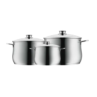 WMF Topf-Set Diadem Plus 730036040 | 3-teilig | Edelstahl 18/10 | Induktion geeignet | Spülmaschinenfest | silber