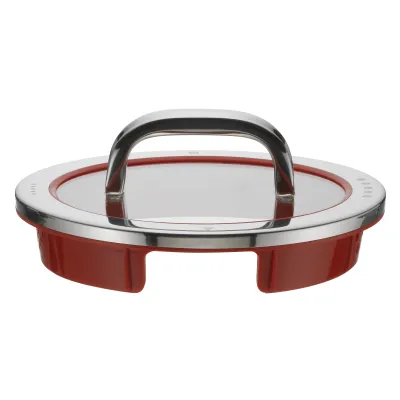 WMF Glasdeckel Function 4 07.6516.6380 | Topfdeckel 16 cm | 4 Abgießfunktionen | Edelstahl Silikon Glas | Rot