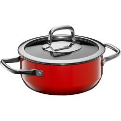 WMF Fusiontec Compact Bratentopf mit Glasdeckel, 18 cm, Red