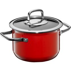 WMF Fusiontec Compact Kochtopf mit Glasdeckel, 18 cm, Red