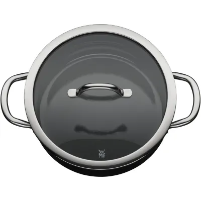 WMF Bratentopf Fusiontec Inspire 0516735290 | 24 cm | Black | induktionsgeeignet | schnittfest | Glasdeckel | schwarz