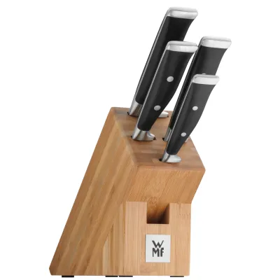 WMF Messerblock bestückt | Grand Class 5-teilig | Küchenmesser Set | Performance Cut | Bambusblock | schwarz