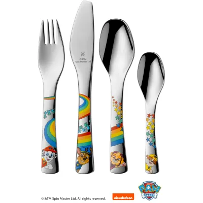 WMF Kinderbesteck-Set PAW Patrol 1288086040 | 4-teilig ab 3 Jahren | ergonomisch | Cromargan Edelstahl poliert