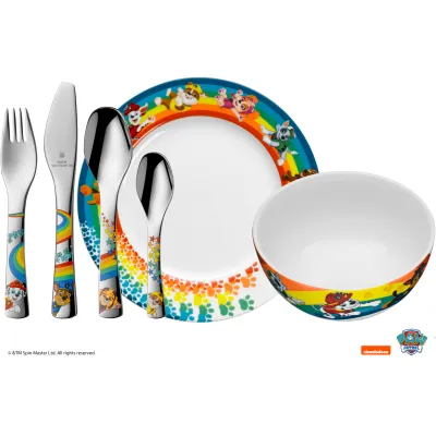 WMF Kindergeschirr-Set PAW Patrol | 6-teilig | Kinderbesteck & Geschirr ab 3 Jahren | Cromargan polierter Edelstahl