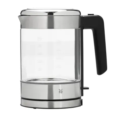WMF Wasserkocher Glas KÜCHENminis 1L 0413190011 | 1900W | kabellos | Kalkfilter | Einhand-Deckelöffnung | Cromargan matt