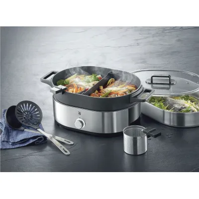 WMF Hot Pot & Dampfgarer Lono 0415540011 | elektrisch 3,6l | 1700W | 2 Garkörbe | Edelstahl matt