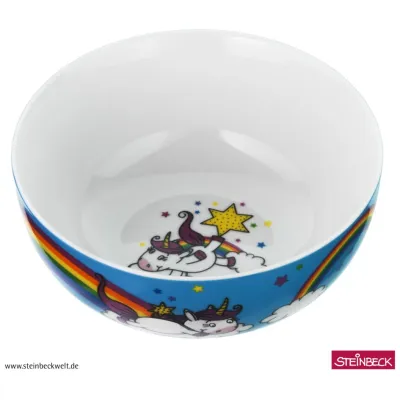 WMF Müslischale UNICORN 6045361291 | Kinderschale Porzellan | Einhorn Motiv | 13,8 cm | bunt | mikrowellengeeignet