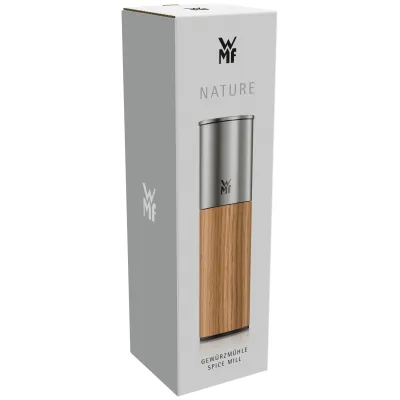 WMF Gewürzmühle Nature Pro 0604054500 | Keramikmahlwerk | einstellbar | Edelstahl/Holz | hellbraun
