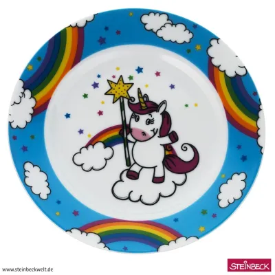 WMF Kinderteller UNICORN 6045371291 | Einhorn Motiv | Porzellan | bunt | mikrowellengeeignet | spülmaschinenfest