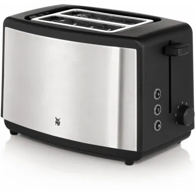 WMF Toaster Bueno 0414110011 | 2-Scheiben | Edelstahl matt | Brötchenaufsatz | 7 Stufen | 800W | Schwarz
