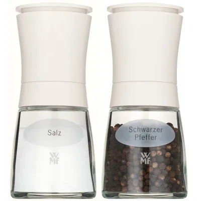 WMF Gewürzmühlen-Set Trend | Salz- und Pfeffermühle 2-teilig befüllt | Keramikmahlwerk | stufenlos einstellbar