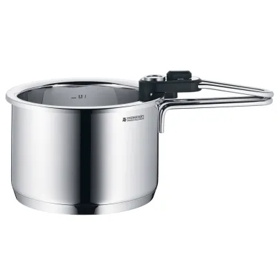 WMF Simmertopf 1,5l 18cm | Wasserbadtopf mit Thermometer | Edelstahl Induktion | spülmaschinengeeignet | Silber