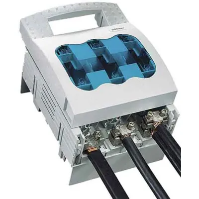 Wöhner Sicherungs-Lasttrennschalter 33198 NH00 160A | 3-polig | Sammelschienenmontage | DIN-Schiene | Klemme | silber