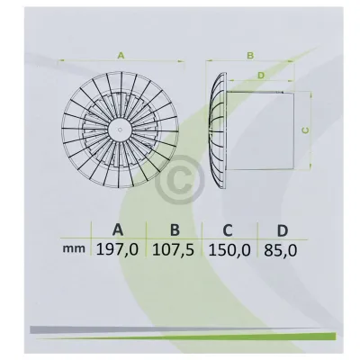 Wohnraumventilator 150erR weiß mit Kugellager für Decke Bad Toilette etc