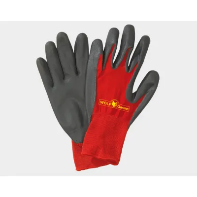 Wolf-Garten Beet-Handschuh Boden GH-BO 8 | Größe 8 | abriebfest & atmungsaktiv | feine Fingerspitzen | Gummi | rot/grau
