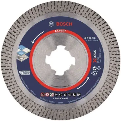 Bosch Diamanttrennscheibe X-LOCK 2608900657 | Hard Ceramic | Ø 115 mm | Bohrung 22,23 mm | für Hartkeramikfliesen