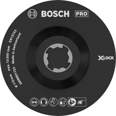 Bosch Stützteller 2608601723 | X-LOCK SCM Klett | 115 mm Durchmesser | Center PIN | hitzebeständig | für Winkelschleifer
