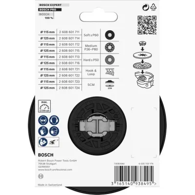 Bosch Stützteller 2608601713 | X-LOCK Schleifteller 115 mm hart | Glasfaserverstärkt | Für grobe Schleifarbeiten