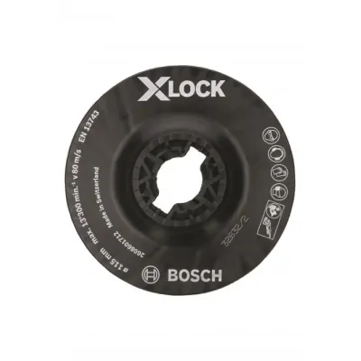 Bosch Stützteller 2608601712 | X-LOCK Schleifteller 115 mm | Mittelhart | Kunststoff | Für Winkelschleifer | Schwarz
