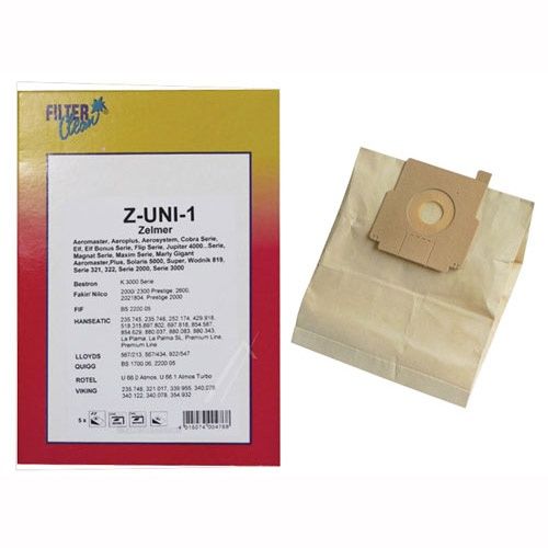 Bild: Z-UNI-1 Staubsaugerbeutel Filterclean 000294K 5 Papierbeutel + 2 Microfilter