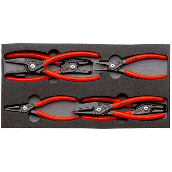 KNIPEX Zangen-Set 00 20 01 V02 | 6-tlg. Sicherungsringzangen für Innen- & Außenringe | Schaumstoffeinlage