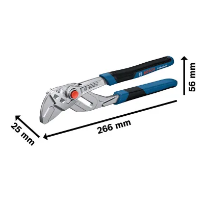 Bosch Professional Zangenschlüssel 1600A02W3R | 250 mm | SW 48 mm | Chrom-Vanadium-Stahl | 2K-Softgrip | blau