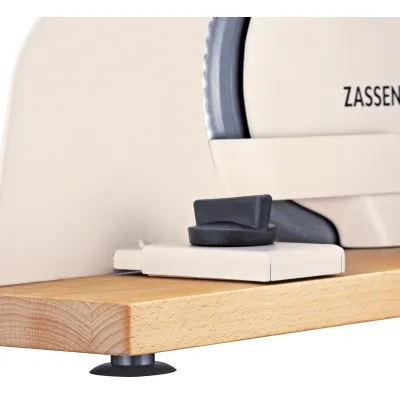 Zassenhaus Brotschneidemaschine PURE manuell | Edelstahl Rundmesser Solingen | Schnittstärke 20 mm | Buchenholz | creme
