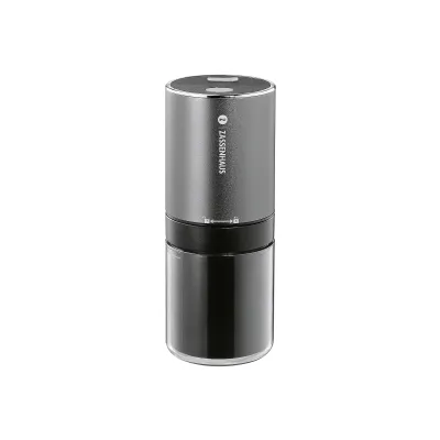 Zassenhaus Kaffeemühle Mini MASTER USB | elektrisch | Espressomühle | Edelstahl-Mahlwerk | Akkubetrieb | grau