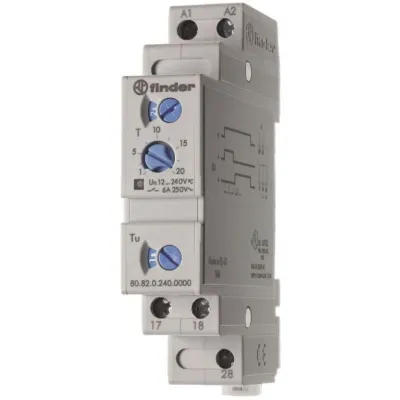 Finder Zeitrelais 80.82.0.240.0000 | Stern-Dreieck-Relais | 24-240V AC/DC | 0,1-1200s | 2 Schließer | 6A | 17,5mm | AgNi