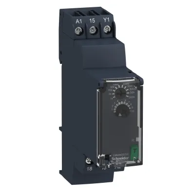 Schneider Electric Zeitrelais RE22R1AMR | ansprechverzögert 0,05s–300h | 24–240V AC/DC | 8A | Hutschiene | Weiß