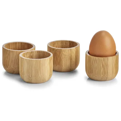 Zeller Present Eierbecher-Set 25368 | 4-teilig | Bambus | Ø 5,2 x 4 cm | nachhaltig | modern | natur