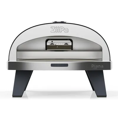 ZiiPa Gas Pizzaofen Piana Gaz ZiiPa24-087-DE | drehbarer Cordierit-Stein | Thermometer | kompakt | 67x40x28 cm | grau