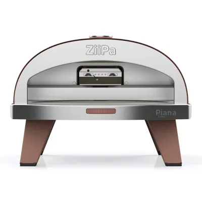 ZiiPa Gas Pizzaofen Piana Gaz | Terracotta | kompakt | drehbarer Cordierit-Stein | 67x40x28 cm | schneller Gasbetrieb
