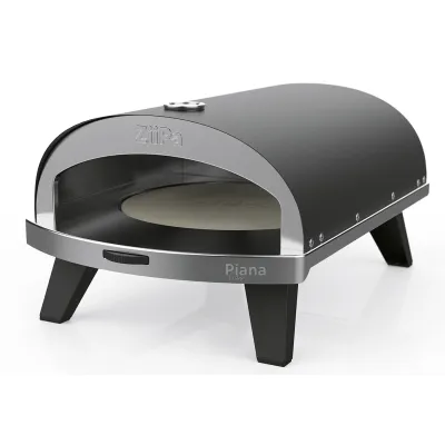 ZiiPa Gas Pizzaofen Piana Gaz ZiiPa24-084-DE | Kompakt & innovativ | Drehbarer Cordierit-Stein | Thermometer | Charbon