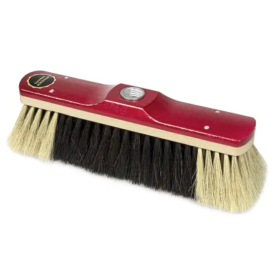 Nölle Stubenbesen Rossschweifhaar 28cm | Zimmerbesen | staubbindend | Buchenholz lackiert | Gewinde | rot/schwarz/natur