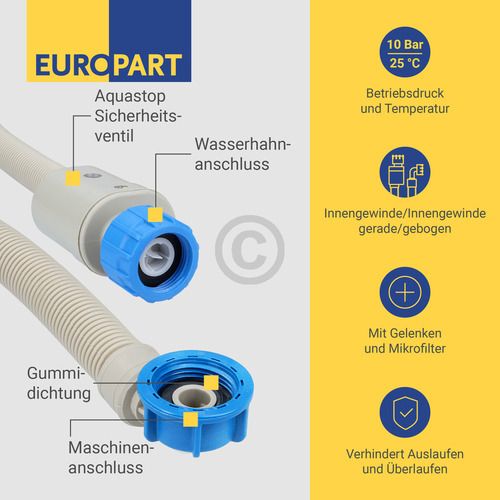 Bild: Zulaufschlauch Aquastop 3,5m 25°C universal für Waschmaschine Geschirrspüler