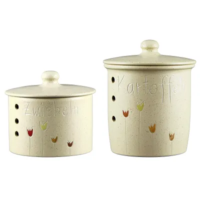 My Basics Zwiebeltopf Spring 18395151 | Vorratsbehälter 2,3 L | Steinzeug | 16x18 cm | atmungsaktiv | lebensmittelecht