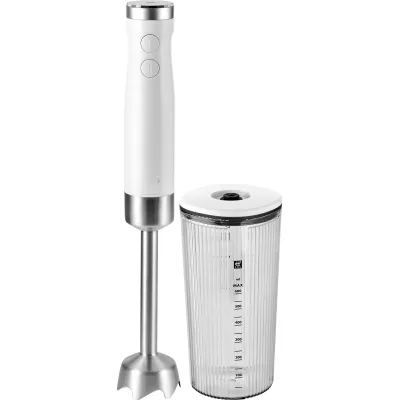 ZWILLING Stabmixer Enfinigy 1021604 | 800 Watt | Edelstahl-Winglet-Klinge | 9 Stufen | 600 ml Messbecher | Silber-Weiß