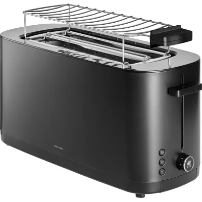 ZWILLING Toaster ENFINIGY 1026860 | Langschlitz 4 Scheiben | 1800W | Edelstahl | 3 Programme | Brötchenaufsatz | Schwarz